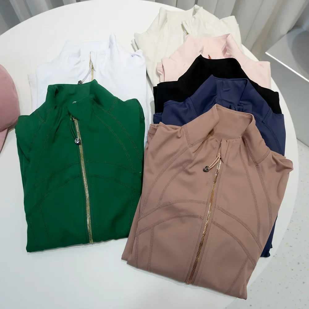 Twilight Rose Gold Jacket Third Generation Mesh-Free Stand-Up Collar Jacket Women's Thin Slimming Look Sports Fitness Yoga Wear