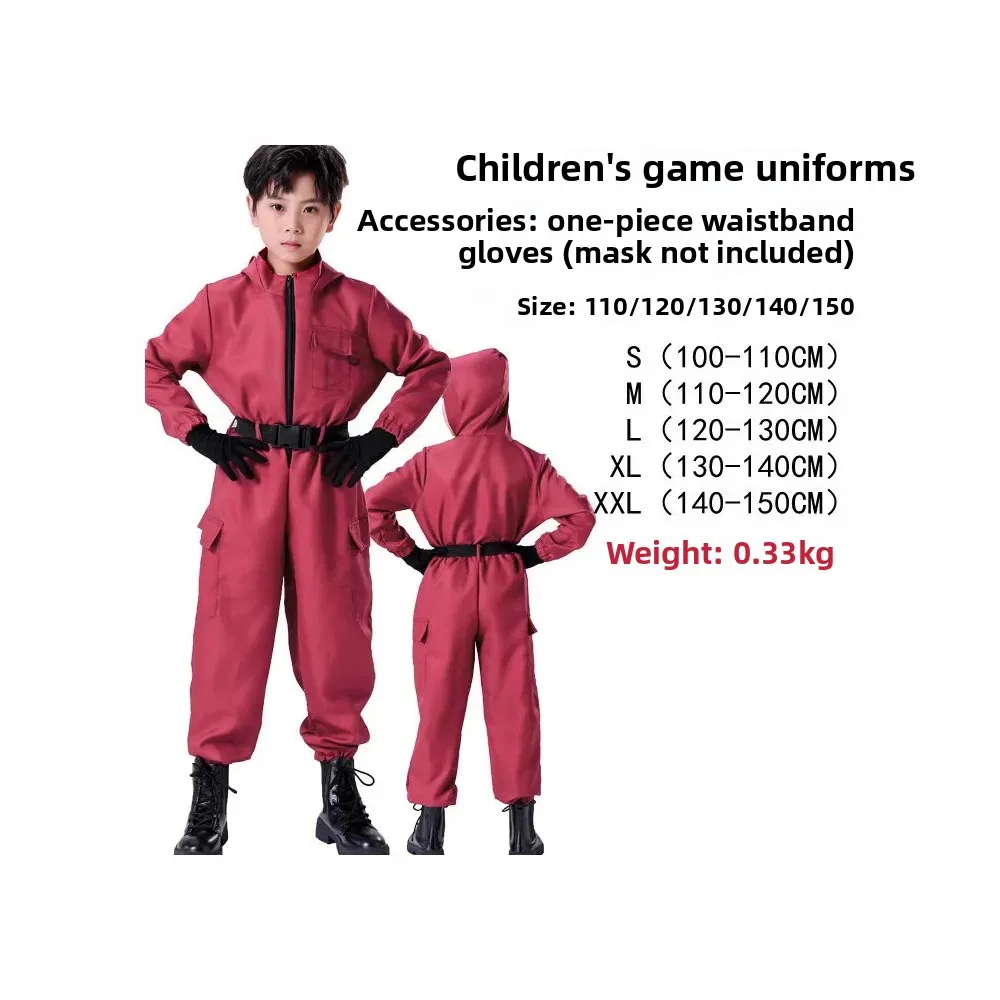 Hot Movie Game Costume Clown Mask Red Jumpsuit Black Mask Playing Clothes Work Clothes