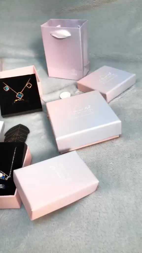 Wholesale Fashion Ins Various Sizes Gradual Pink Cardboard Craft Paper Jewelry Box Earring Box