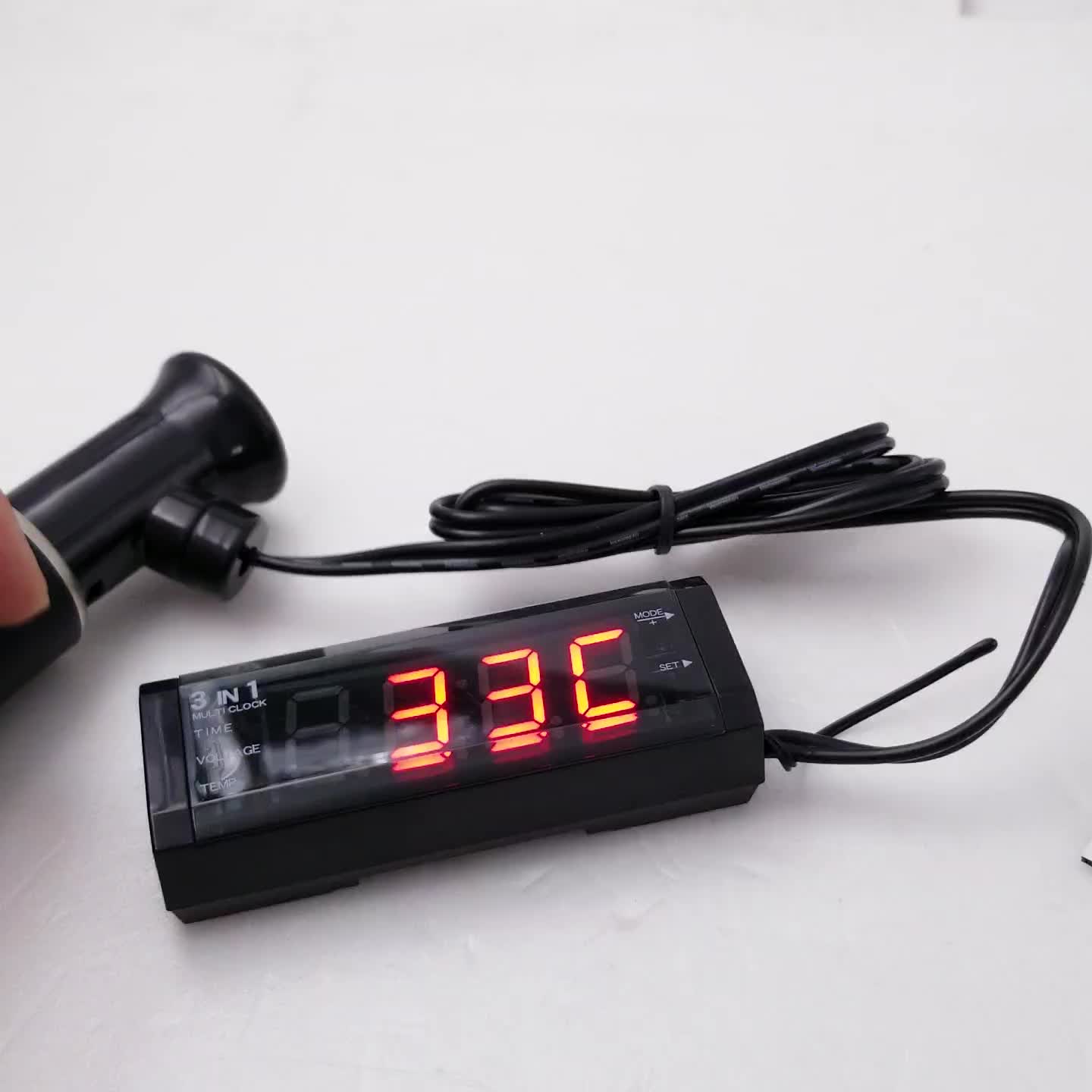 Car Voltage Meter Temperature Meter Clock In Car 12v 24v Universal Led