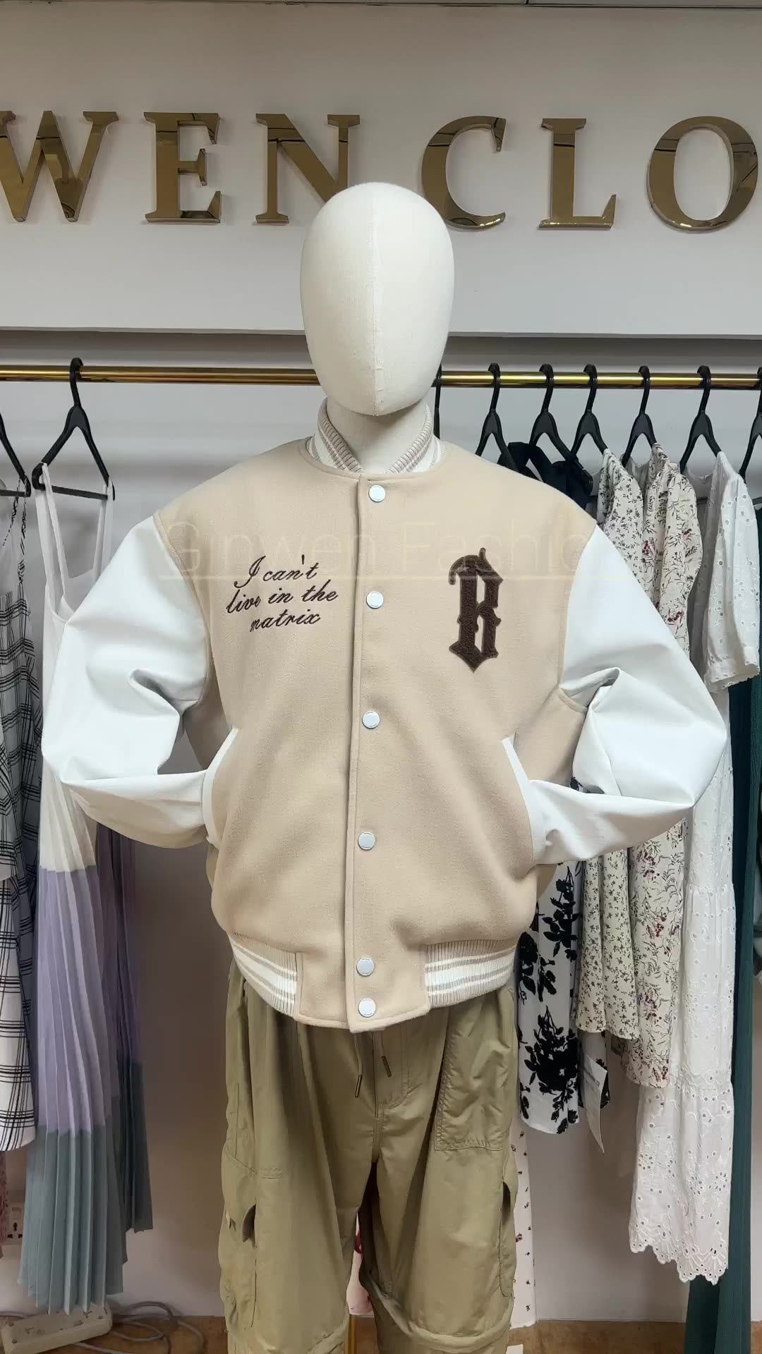 Men's Faux Leather Jacket Casual Baseball Stand Collar Slim Fit Coat