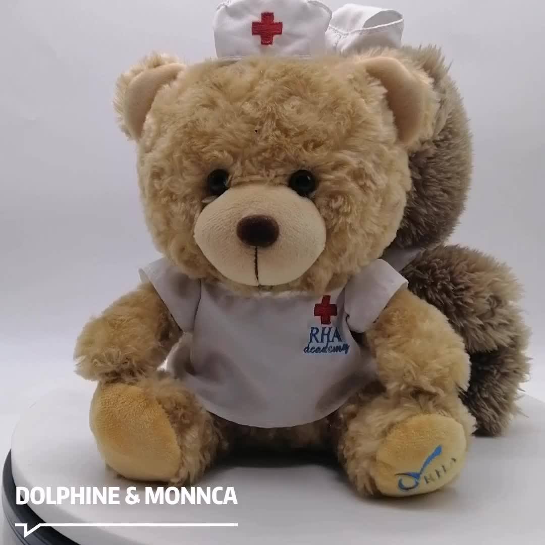 Hospital Patient Gift Plush Nurse Teddy Bear Brand Logo Custom Cute