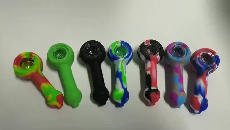 Wood Tobacco Pipe Silicon Smoke Pipe With Crystal Bowl Rubber Dry Herb