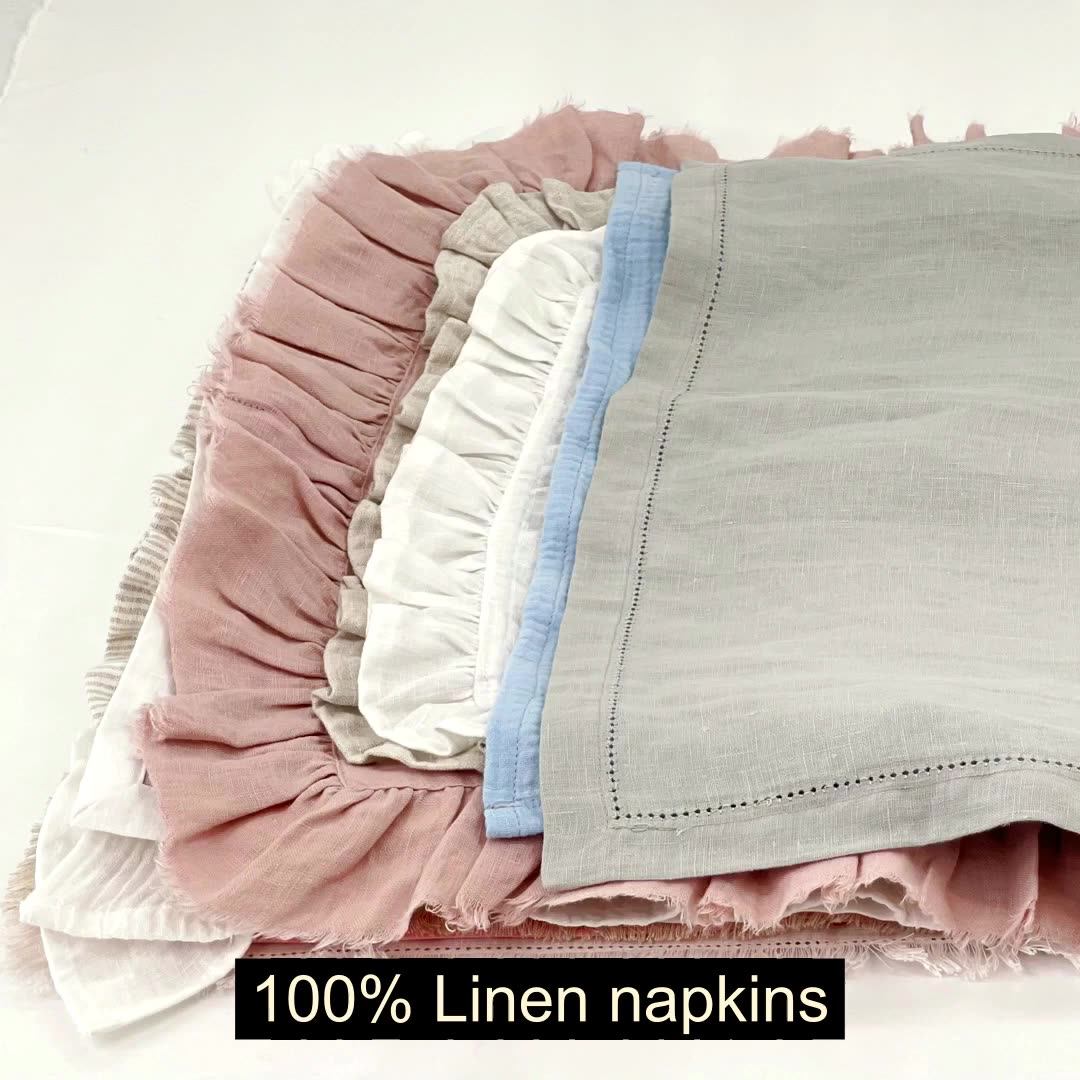 Wholesale Custom Embroidery Hemstitch Plain Table Napkin White Nature