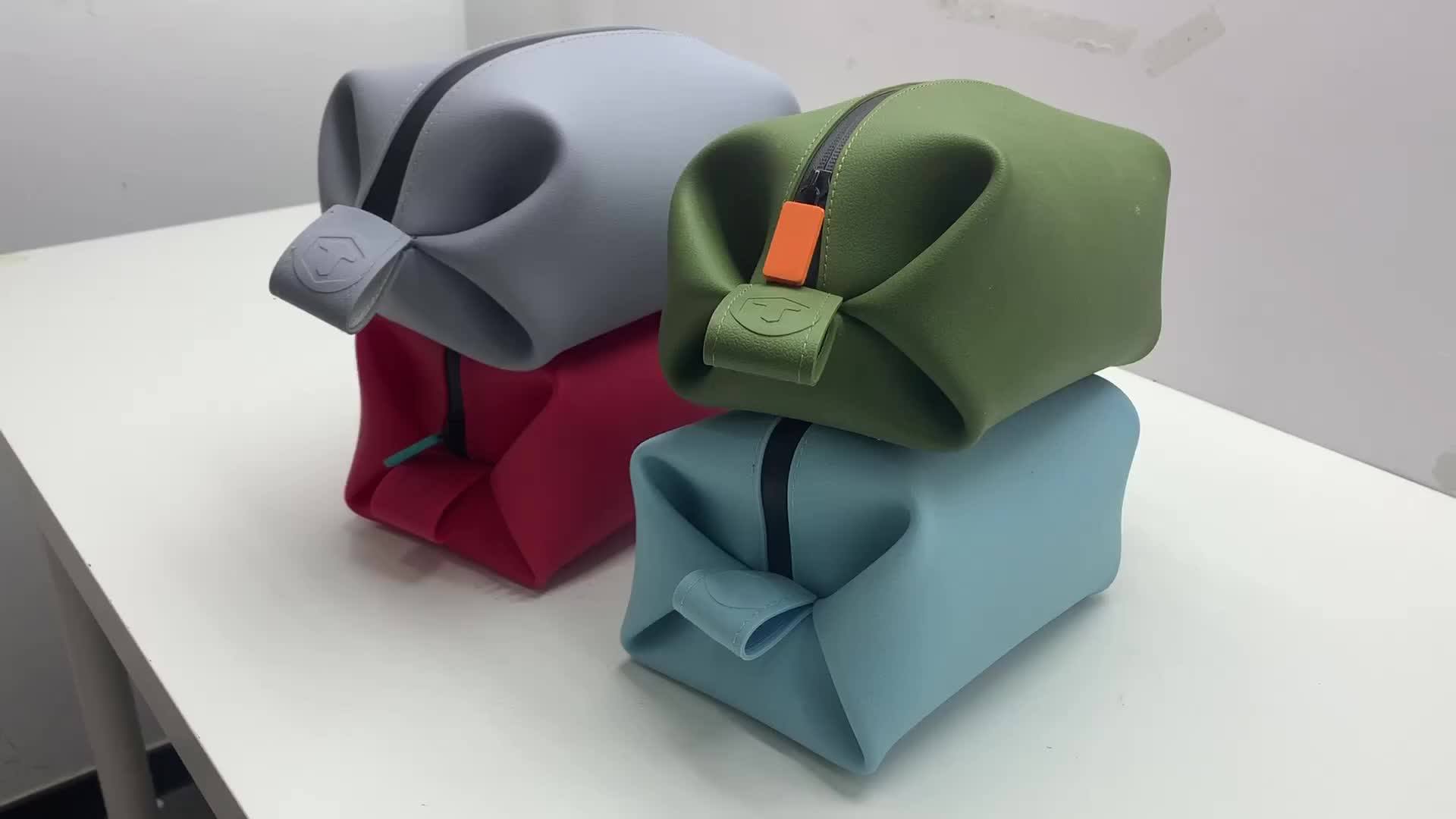 2019 Recyclable Biodegradable Silicone Toiletry Bag Custom Women Ladies Makeup Cosmetic Bag