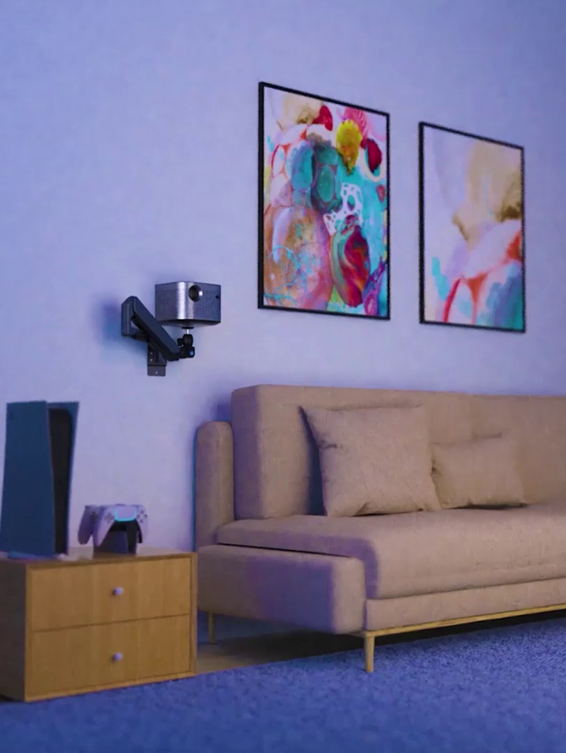 投影仪挂墙还用铁架。这个届年轻人的天花板早业已经卷到气压悬停了。