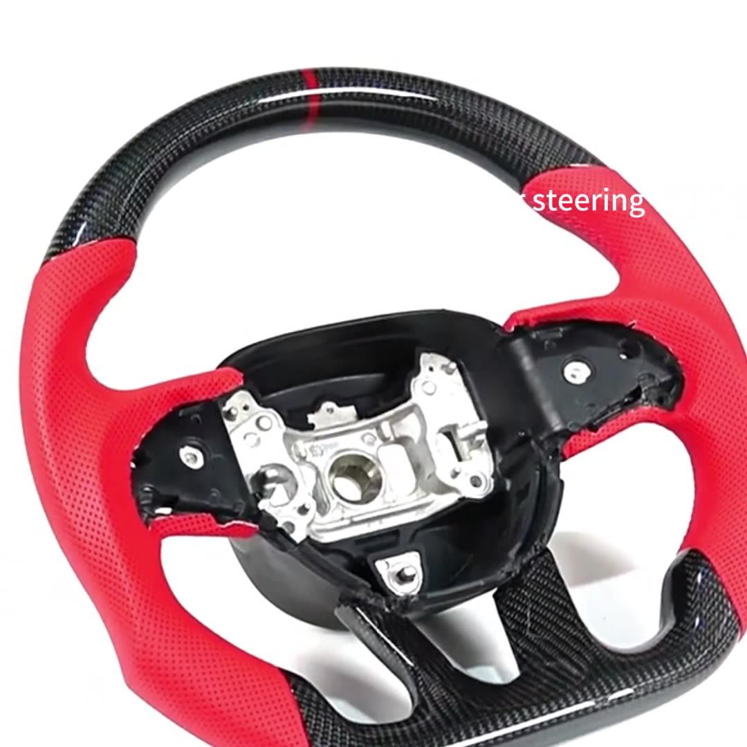 Perforated Leather Custom Carbon Fiber Steering Wheel With Led For