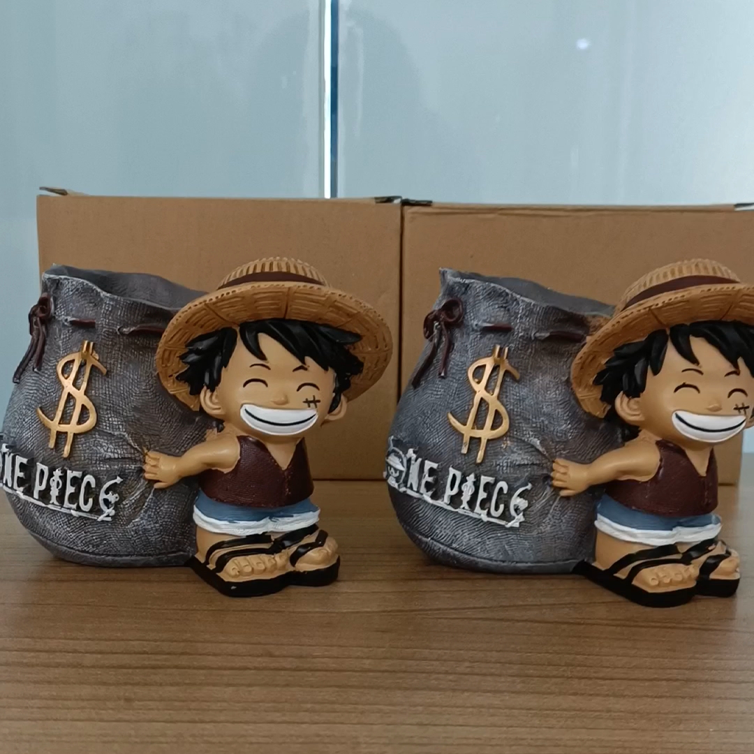 Anime One Pieced Luffy Pen Holders Collectible Monkey D Luffy 10cm Desk