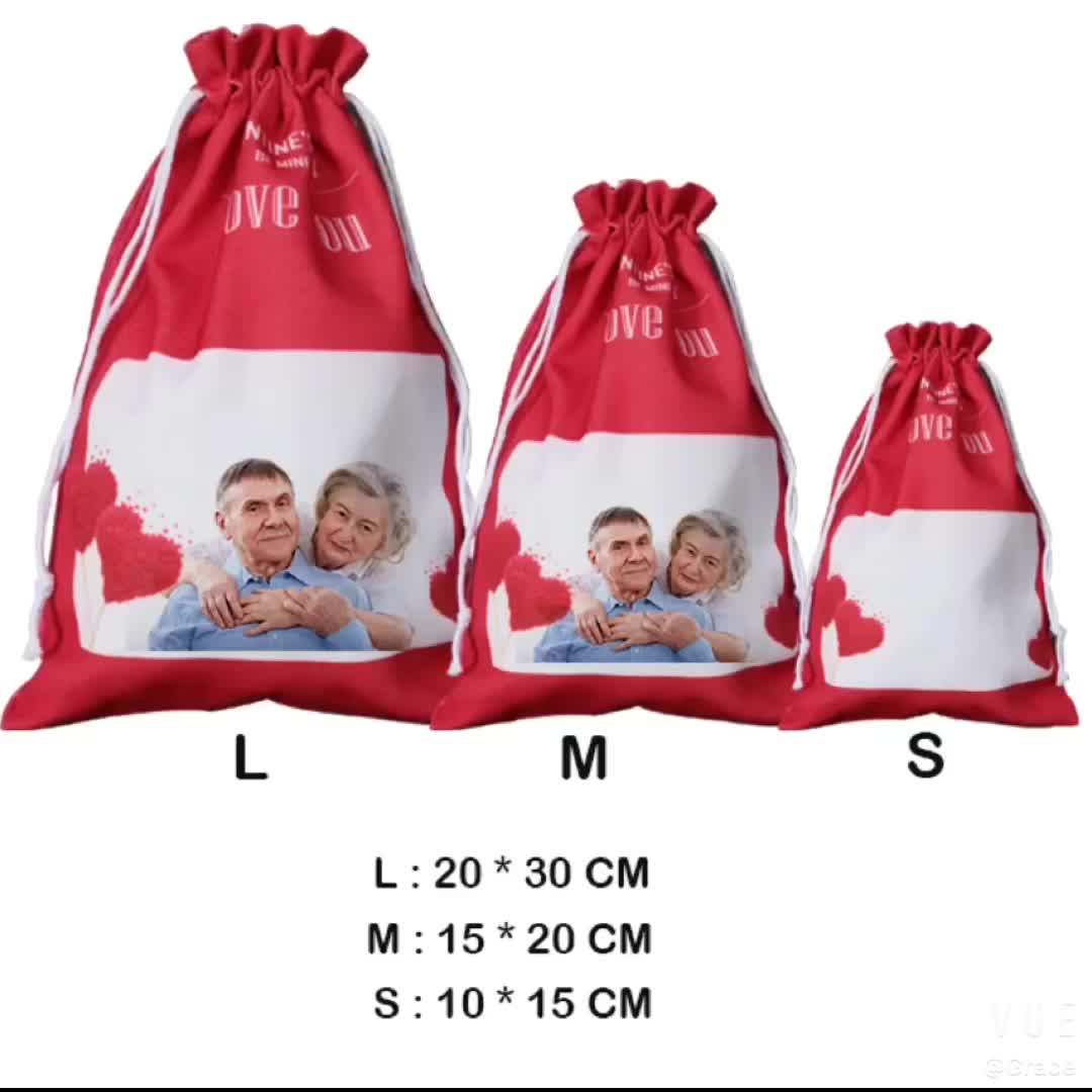Sublimation Canvas Sack Drawstring Bag For Valentine's Day Buy