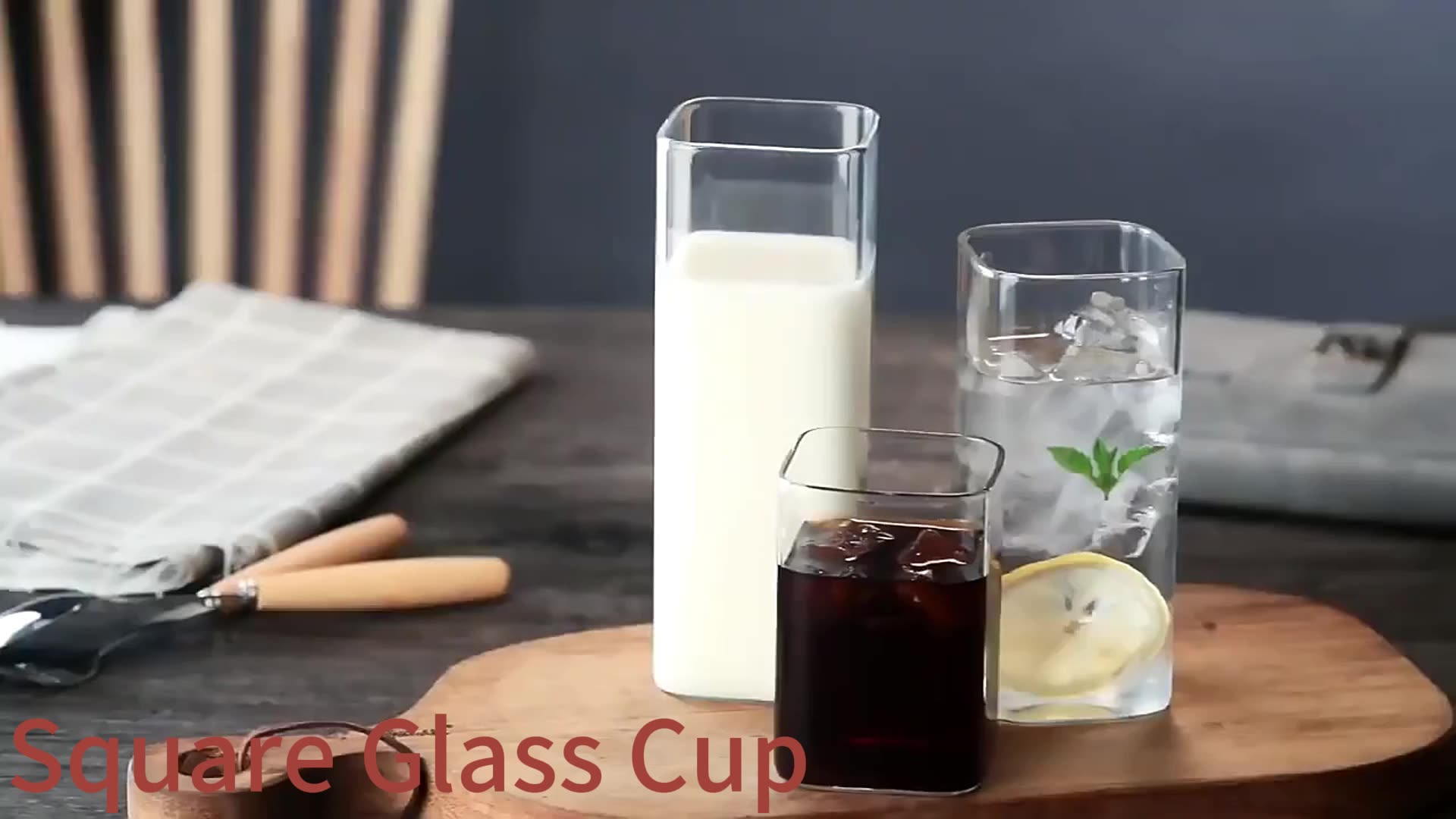 Machine Made Juice Glass Tumbler Bar Glassware Clear Square Highball