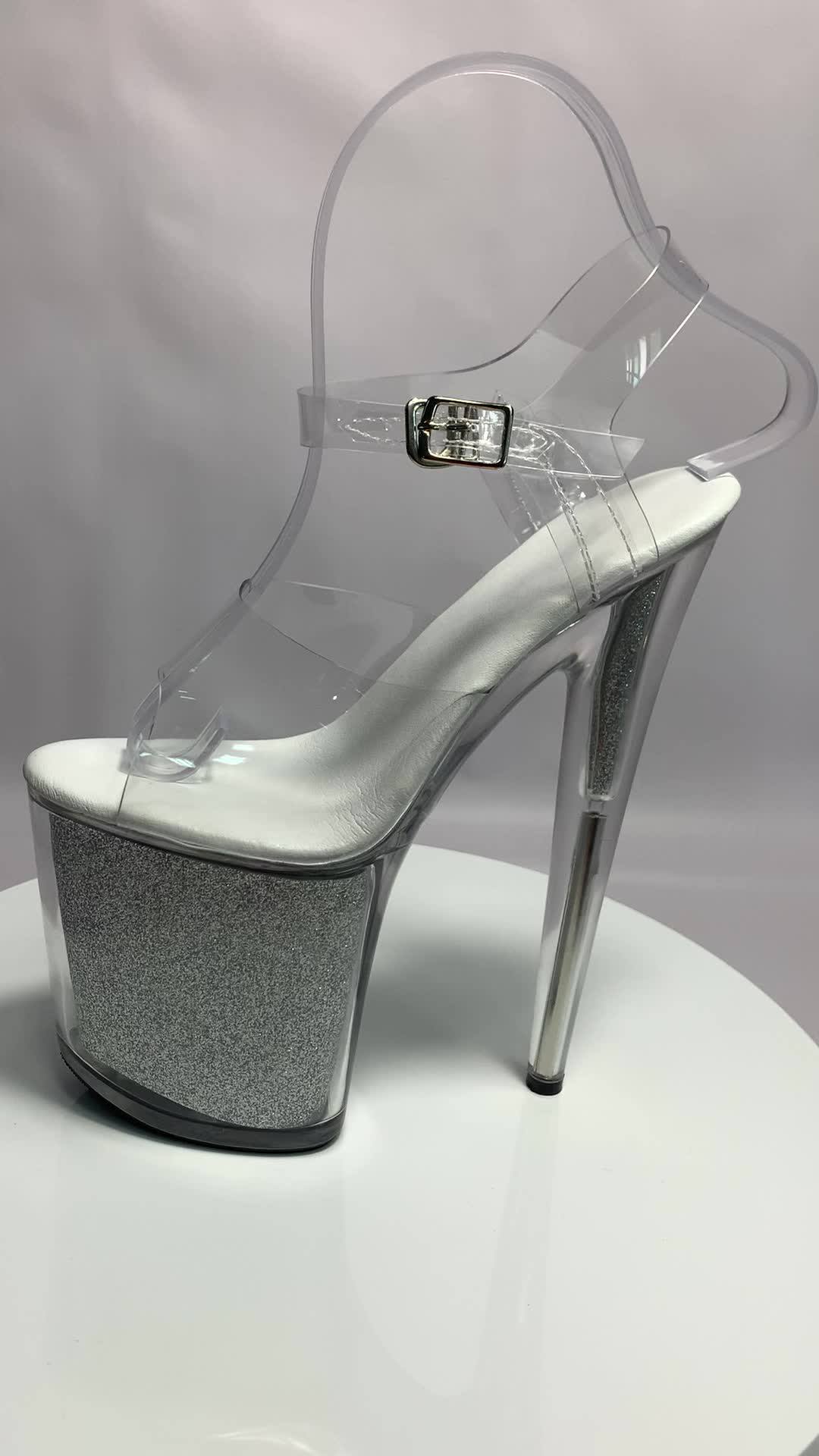 20 Cm High Heel Sandals,Flash Powder Steel Pipe Shoes Models For Women's Shoes Party Dresses