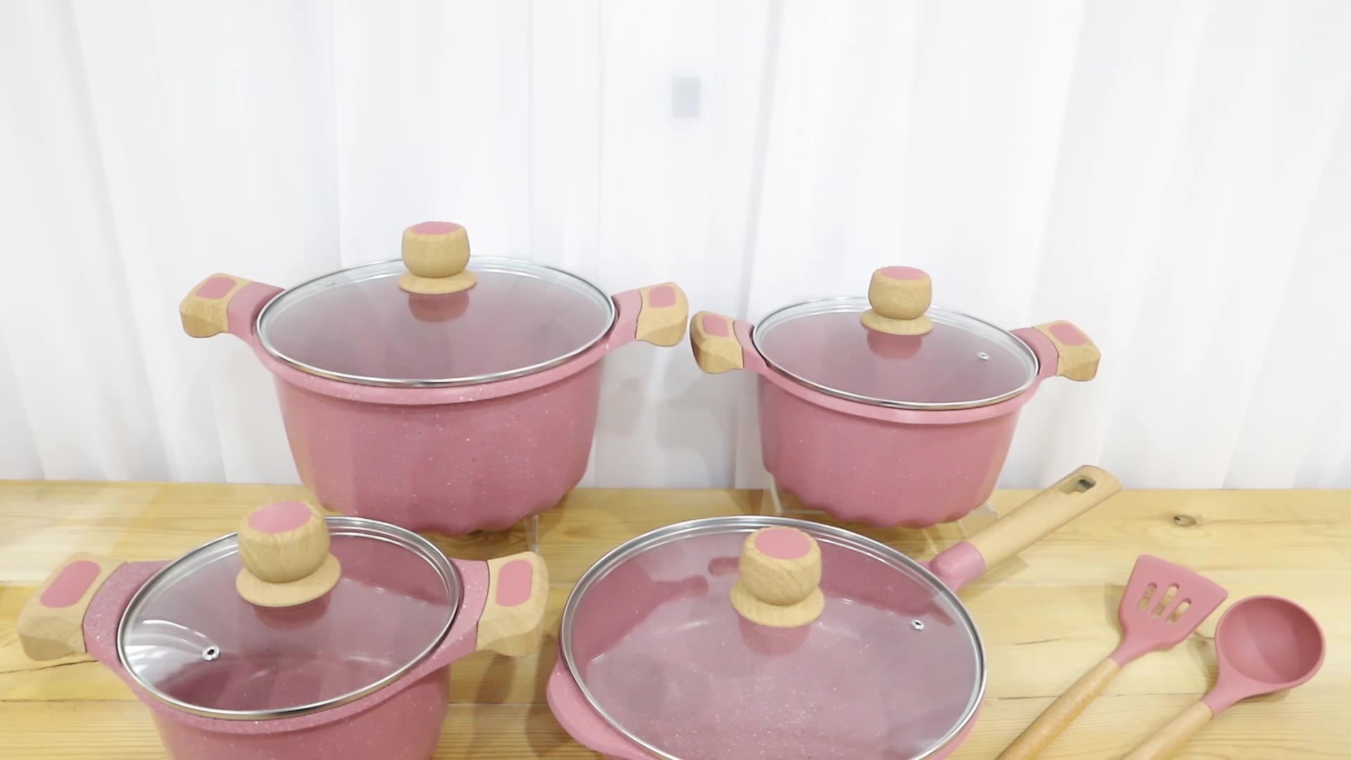 12 Pieces Die Cast Yellow Color Non Stick Coating Induction Bottom