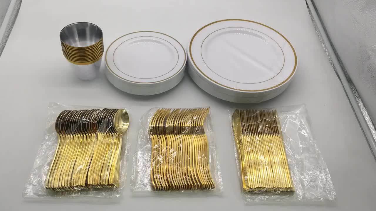 Rose Gold Dinnerware Set 150 Pcs For Weddings,Receptions,Buffets Service For 25 Guests