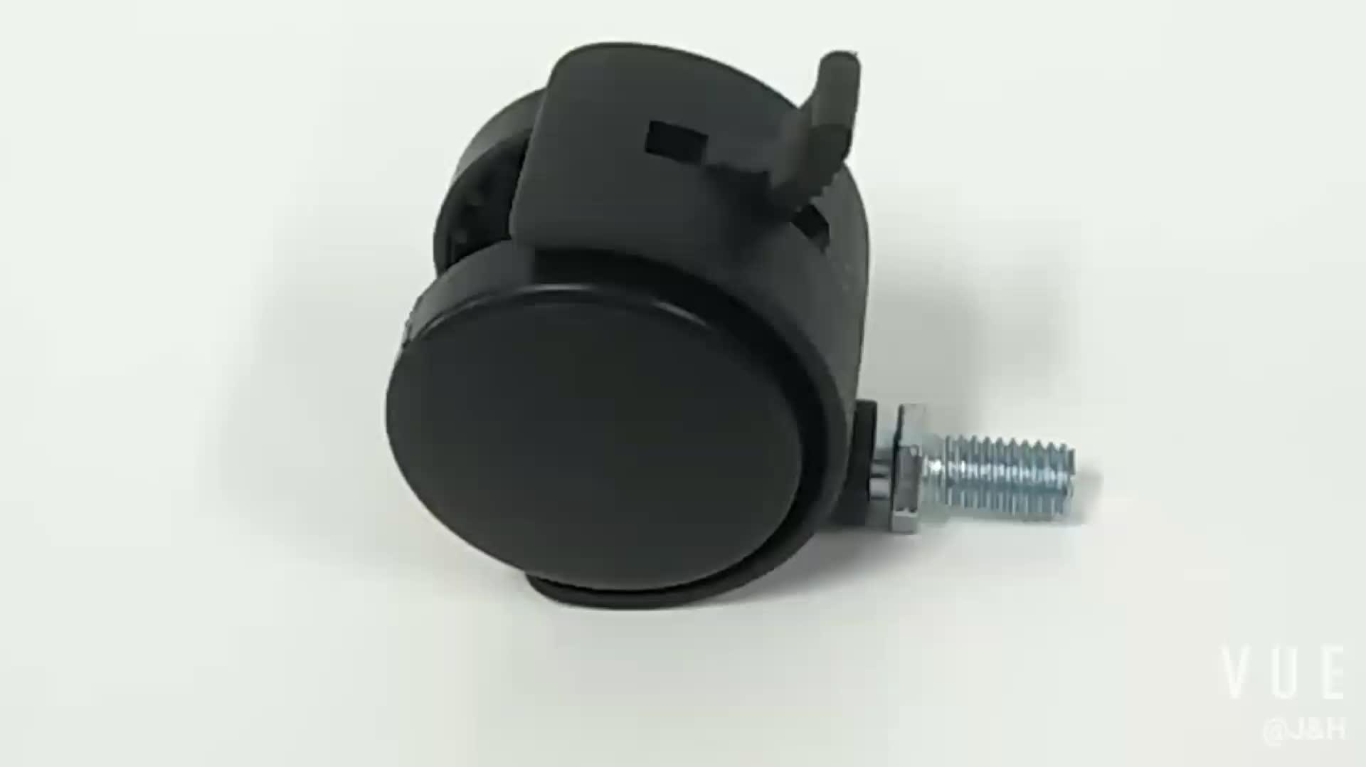 Black Nylon 2" Twin Furniture Caster M8x15mm Steel Threaded Stem Swivel