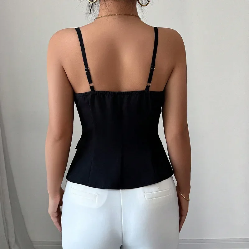 Cross-border Amazon eBay foreign trade women's clothing 2025 summer new European and American temperament camisole cardigan small backless top upper garment