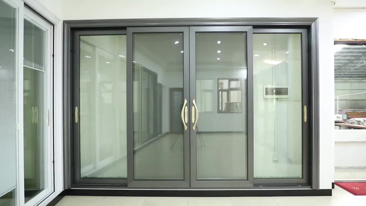 Interior Aluminum Double Sliding Door Indoor Door Threelayer Glass