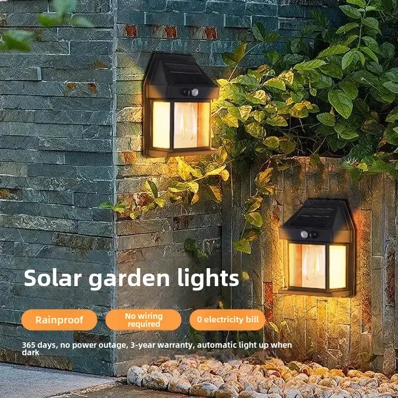 Outdoor waterproof solar wall lamp garden lamp outdoor retro lighting lamp villa door background wall induction lamp