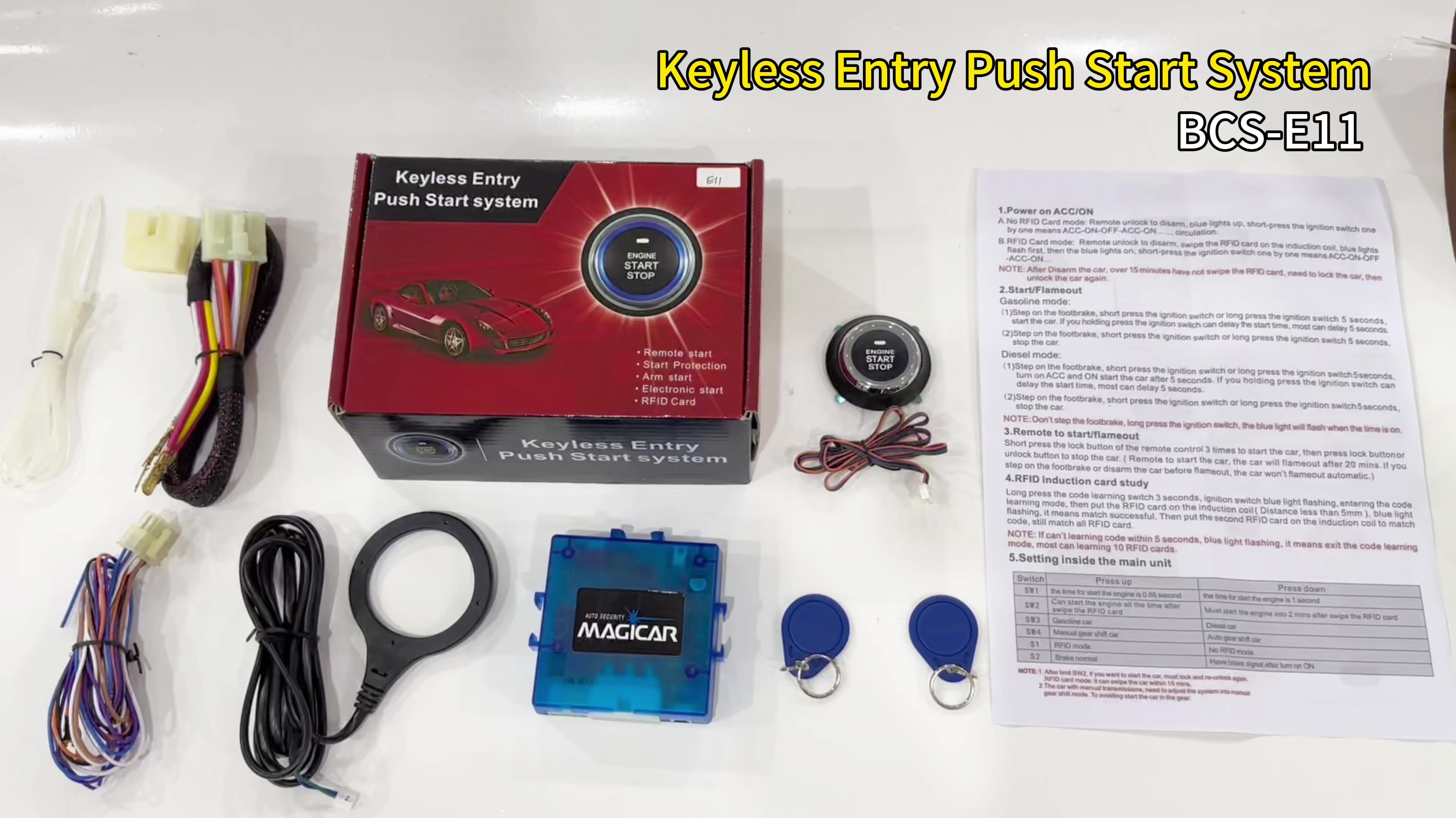Universal Rfid Immobilizer Pke Keyless Push Button Start Stop System