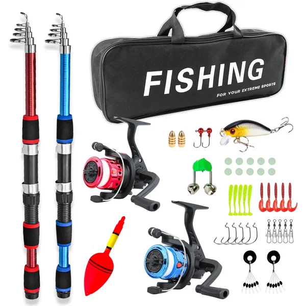 Ultra-Short Couple and Child Double Rod Wheel Set 2.01m Fishing Rod Fishing Gear Complete Set Cross-Border Customization