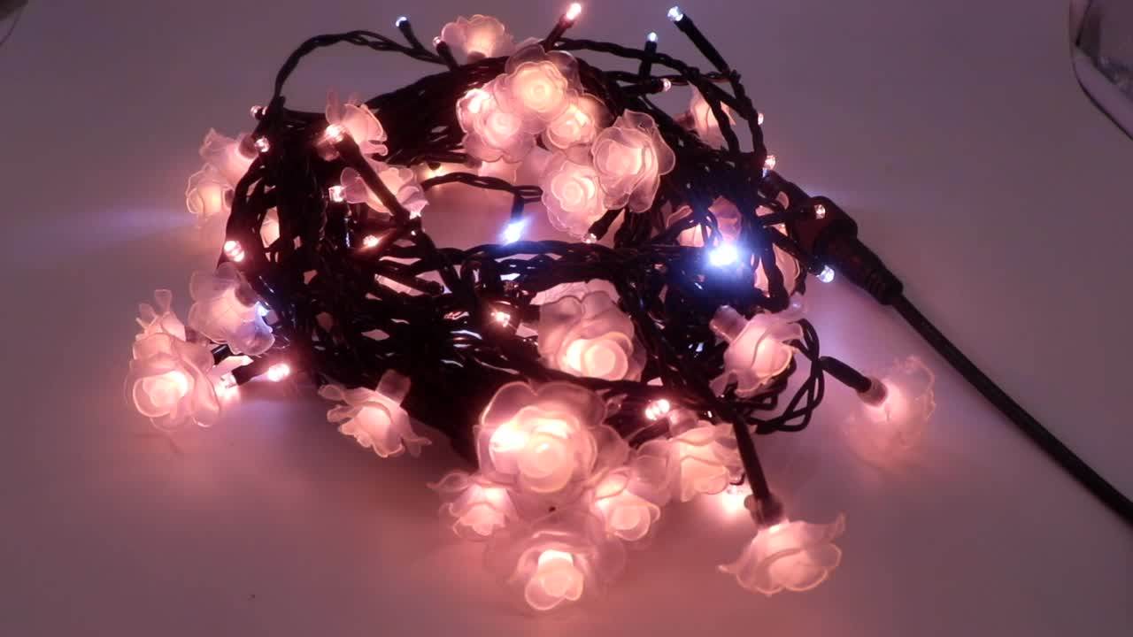 Toprex ديكور المنزل ديكور ضوء وميض فلاش Led بوكيه ورد صناعي الذهب زهرة