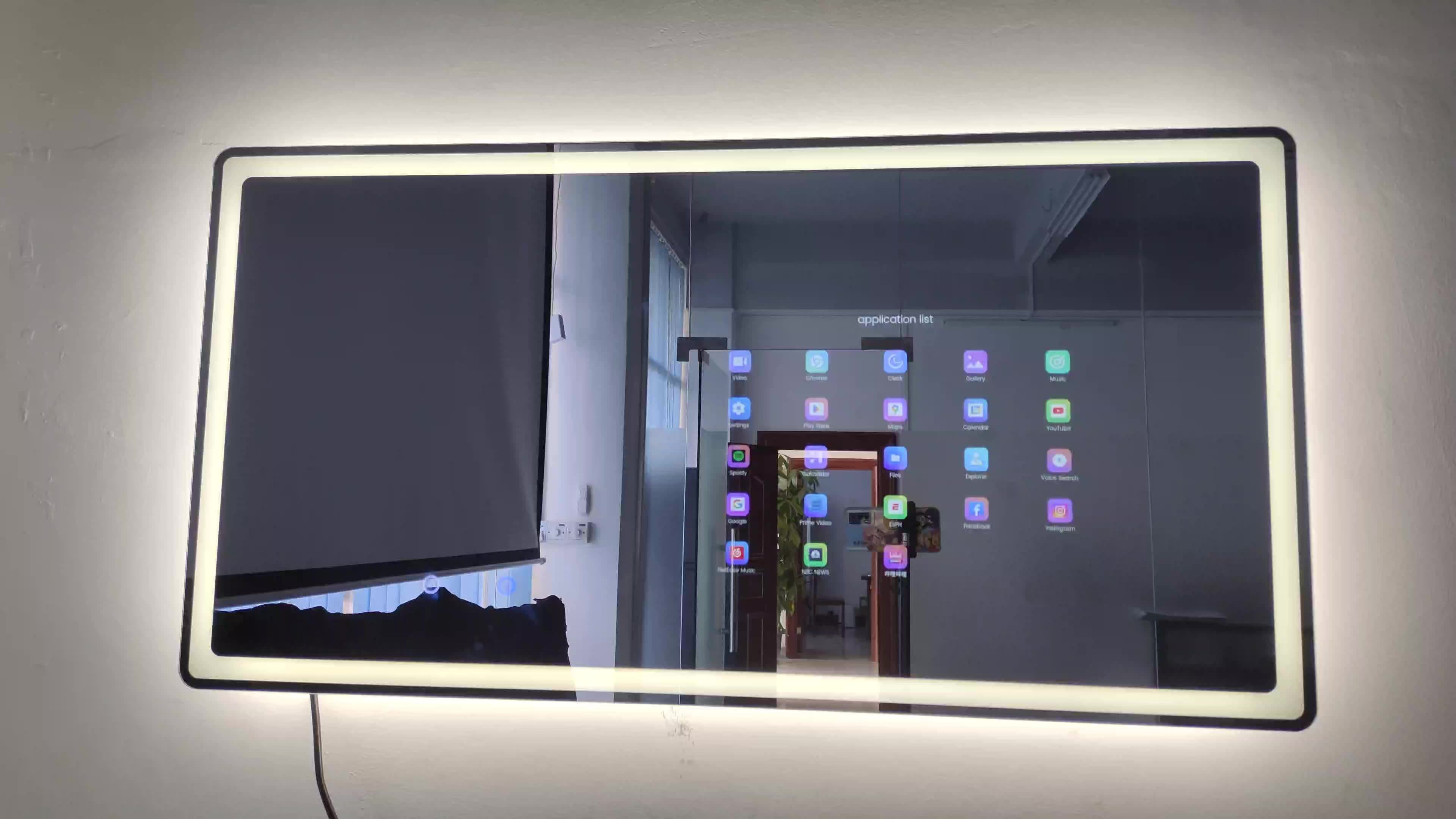 Wholesale Hotel Home Touch Screen Mirror With Tv Android 11 Led Bath
