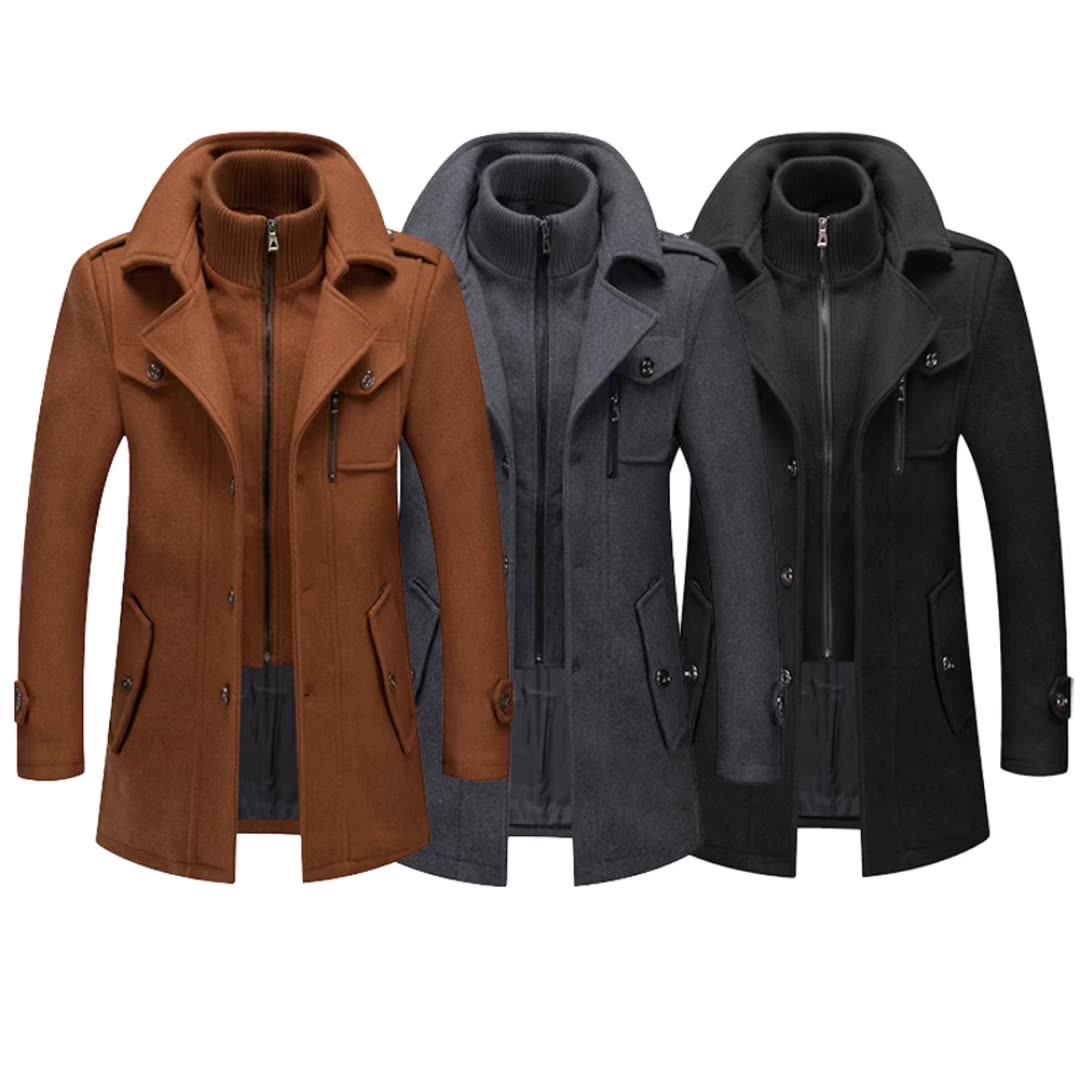 Autumn And Winter New Men's Double Collar Woolen Warm Plus Size Long Coat  Windproof Jacket For Men - Buy Autumn And Winter New Men's Double Collar  Woolen Warm Plus Size Coat Windproof