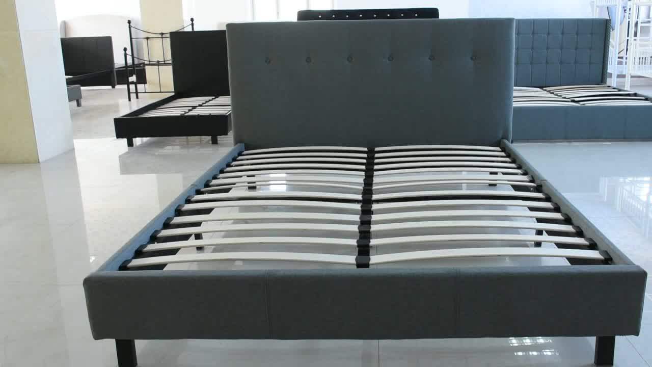 High Quality Modern Button Tufted Upholstered Fabric Queen Bed Frame