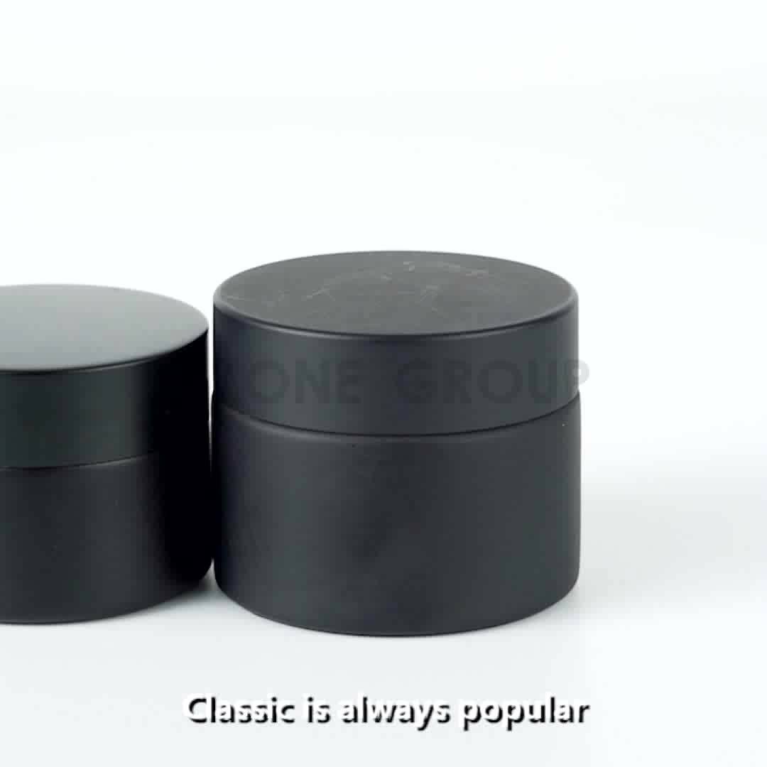 Low Moq Matte Black Glass Jars With Pp Abs Aluminum Cap In Stock Black