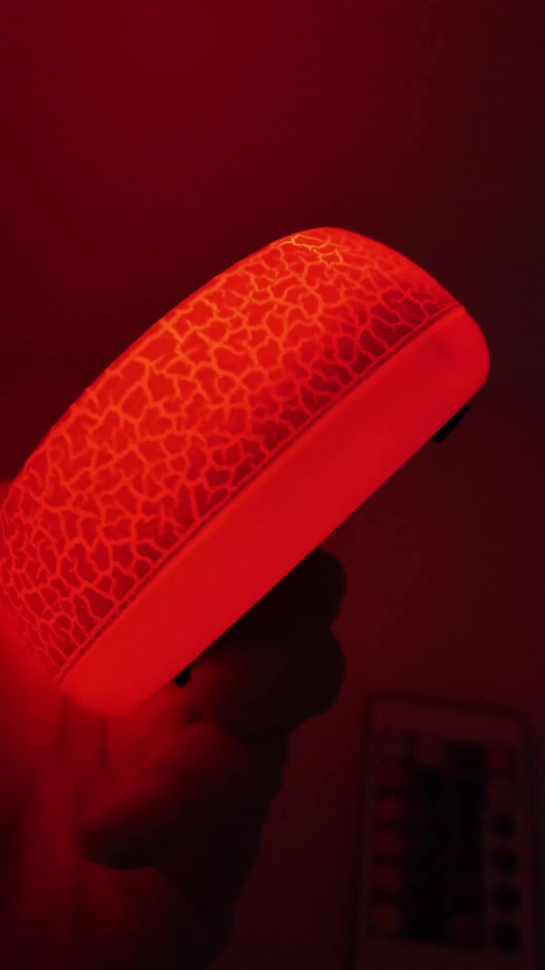 New Battery Powered Rgb Remote Control Round White Crackle Night Light