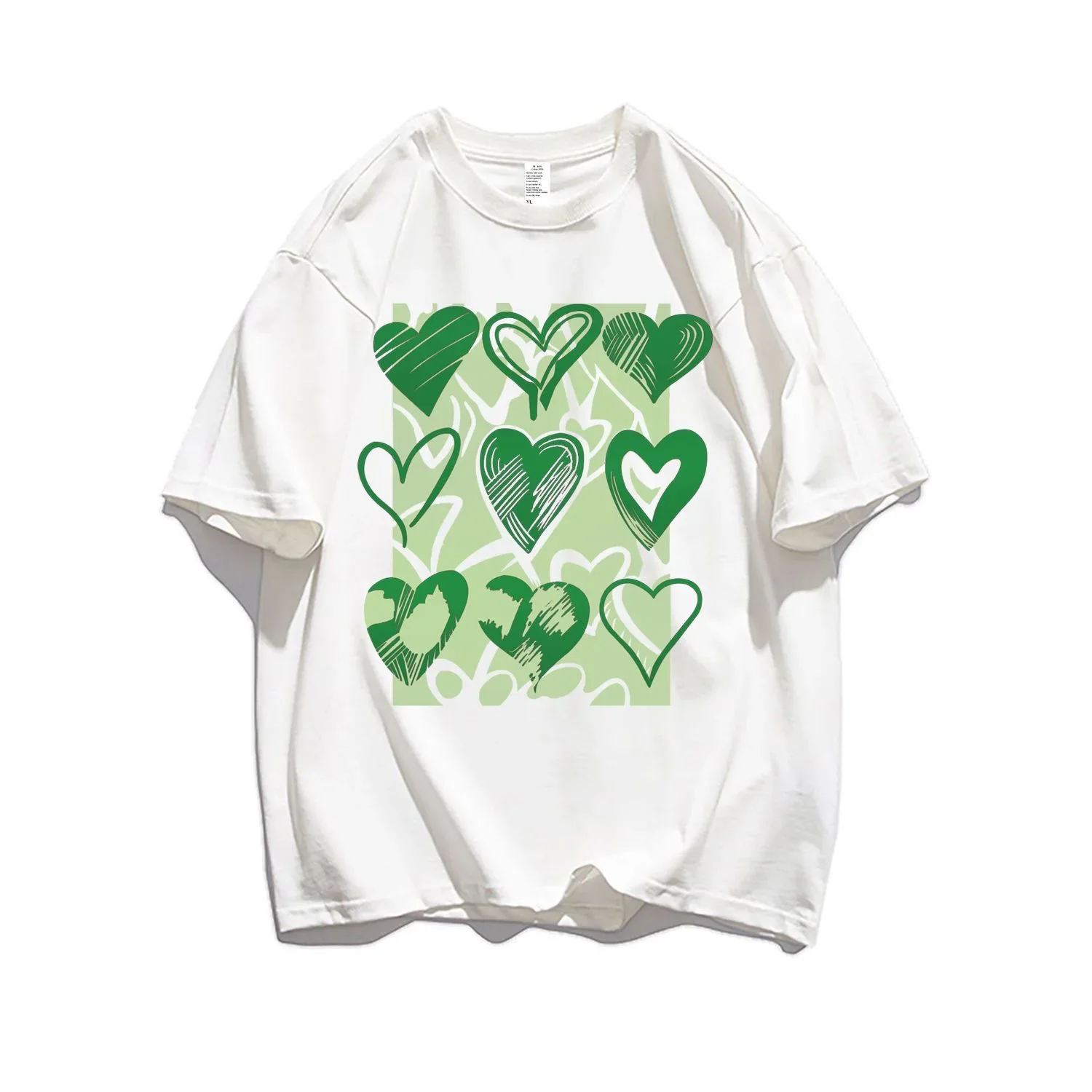 Heavyweight Short Sleeve T-Shirt for Women, White Letter Print Short Sleeve T-Shirt for Men and Women, Summer Trendy Matchable Loose Couple Top