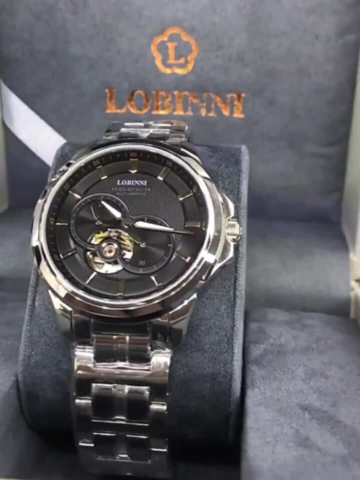 LOBINNI Механические мужские часы из нержавеющей стали