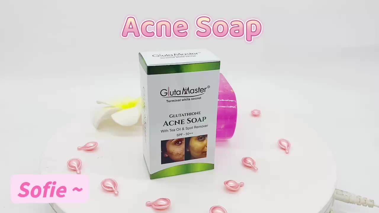 acne glutathione Gluta Master Glutathione Acne Pimples Soap Remove Dark Spots With Tea Oil  SPF 50+ Protect Sun Damage Lightening Soap