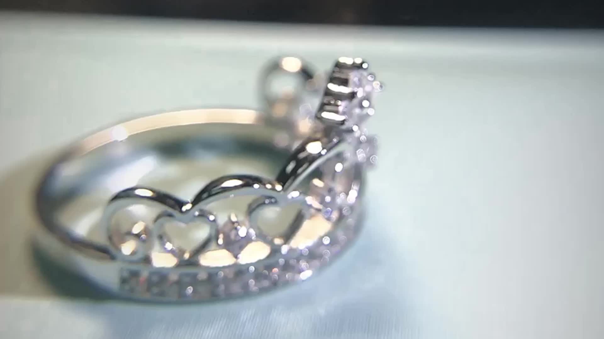 女性のためのクイーンクラウン型リング925シルバージュエリー結婚指輪 - Buy 王冠形のリング、女王王冠リング、クラウンリング 925