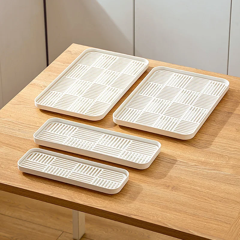 Cup Double-Layer Drain Tray Plastic Rectangular Drain Basket Living Room Kitchen Tea Tray Tea Tray Household Fruit Tray