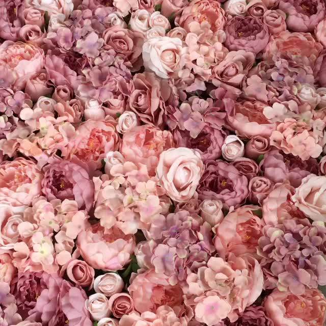 Customized Artificial Silk Wedding Roll Up Flower Wall Rose Backdrop