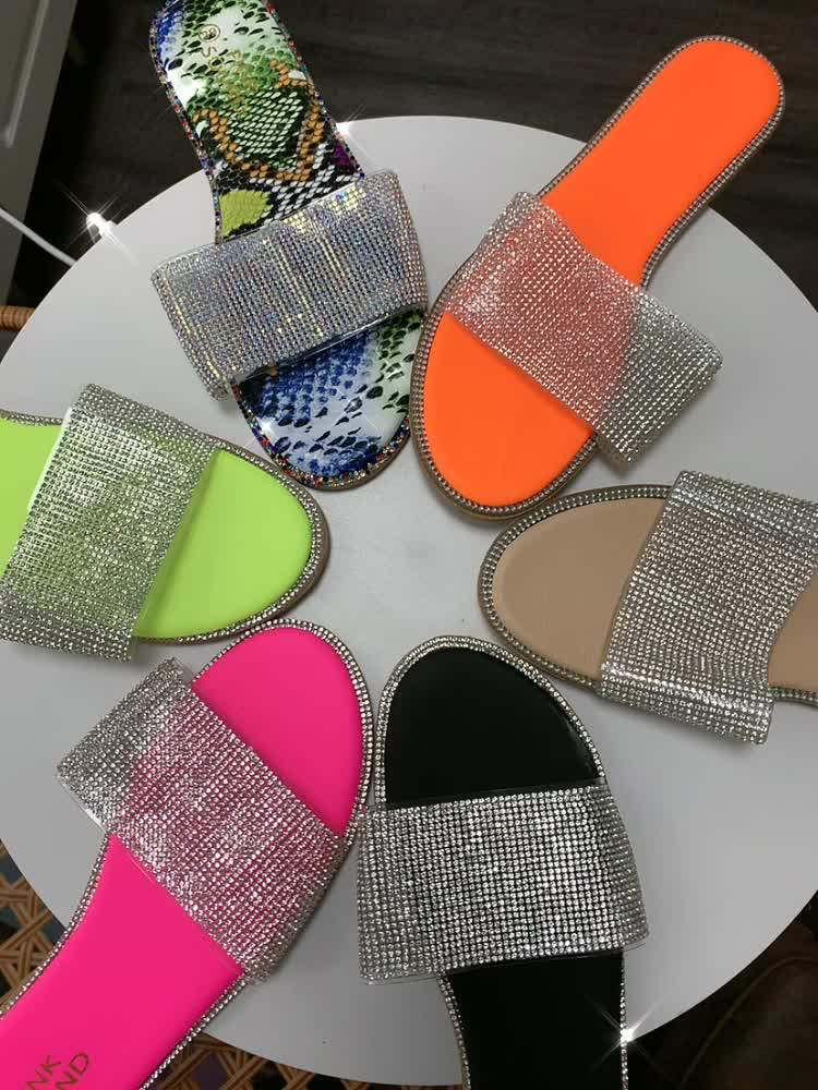 Latest Design Ladies' Diamond Sandals Female Shoes Good Quality Women Flat Shoes Sandal Ladies 