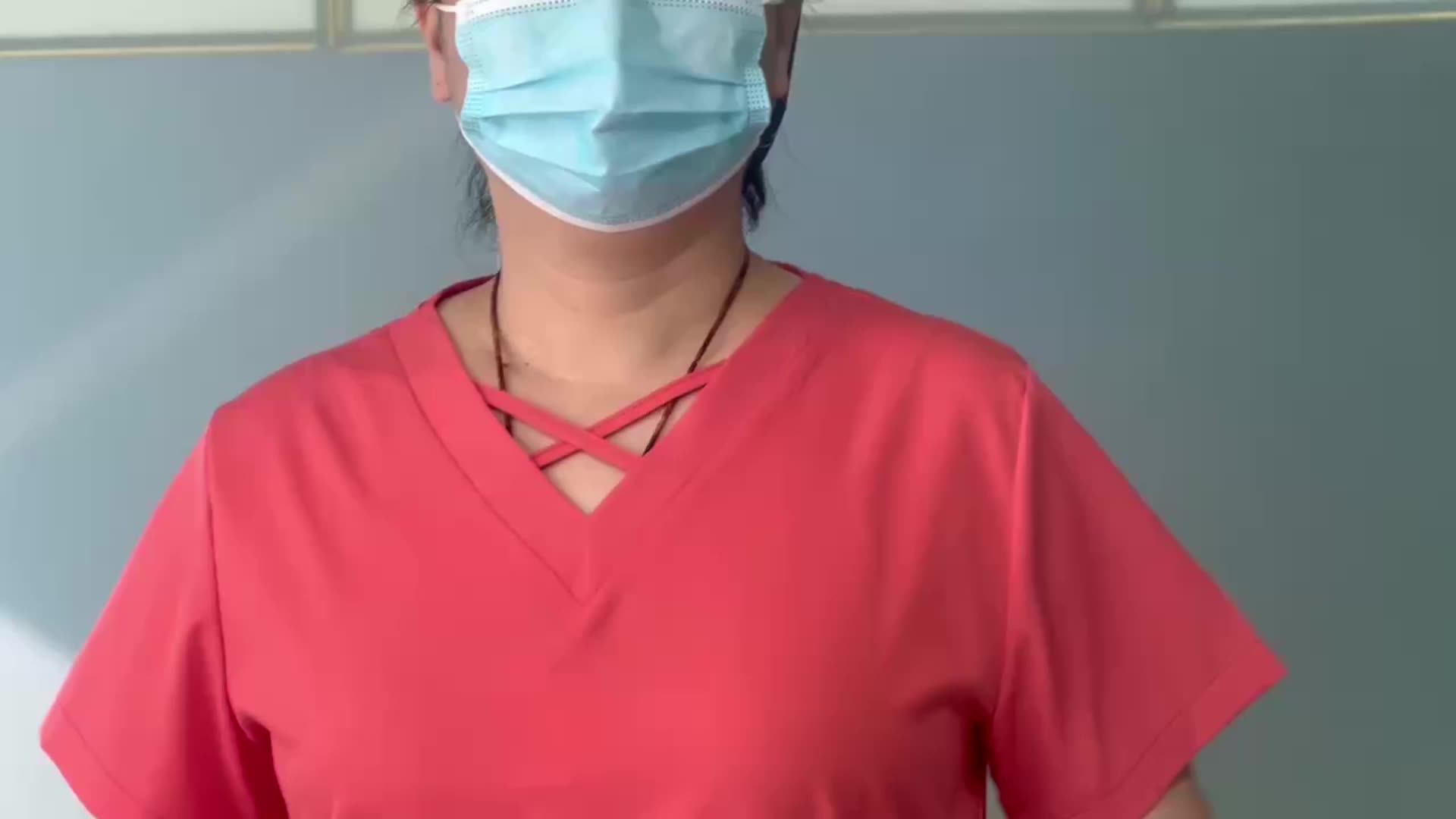 Women Medical Scrubs Uniforms Nurse Scrub Sets Short Sleeve Tops Pants