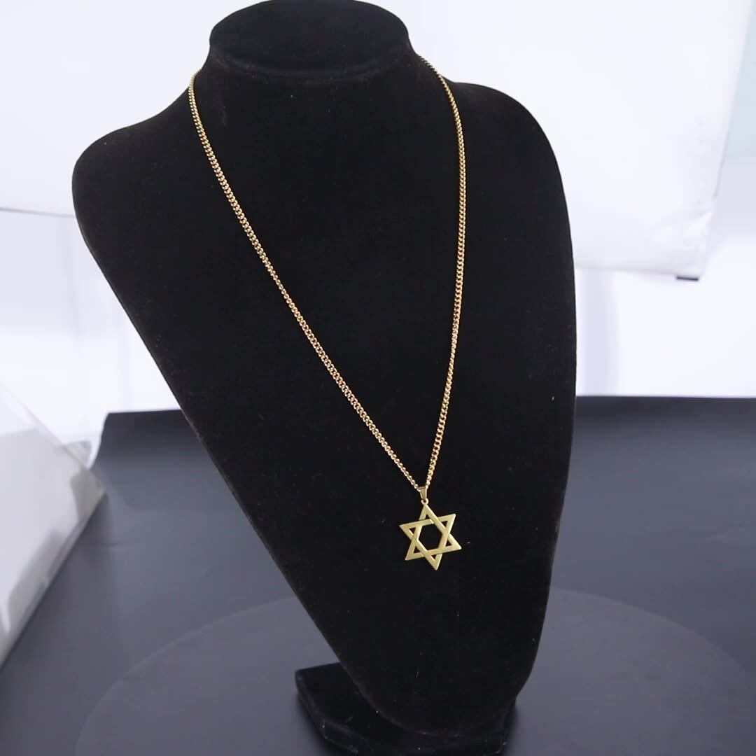 Collana Con Ciondolo Stella Di David E Croce In Argento 925, Con Opale Blu, Catena Regolabile 18+2 Pollici, Amuleto Ebraico - 3