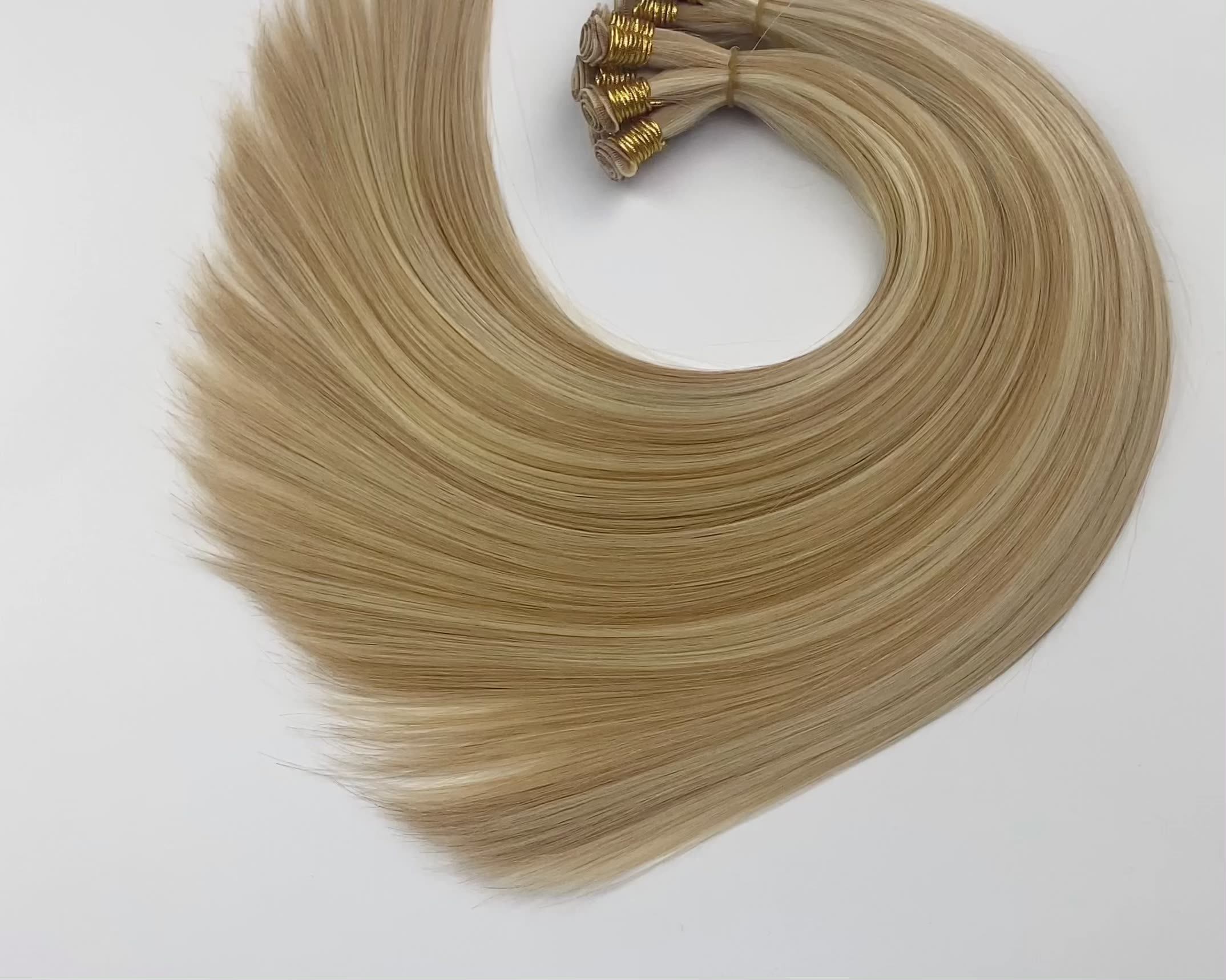 Handtied Weft Full Cuticle Intact Top Remy Human Hair Russian Hair Extensions Ombre Hair Blonde