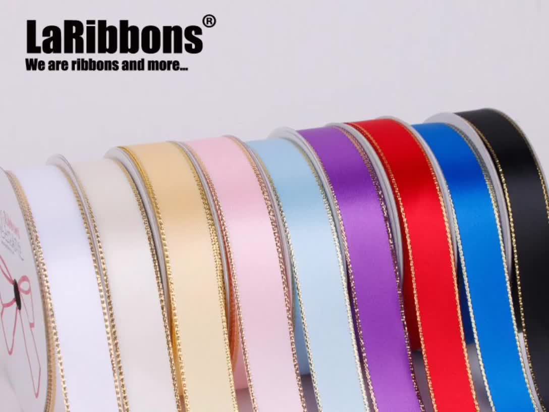 1 Inch Pink Gold Edged Satin Ribbon Pink Satin Ribbon 25mm Ribbon Satin Ribbon