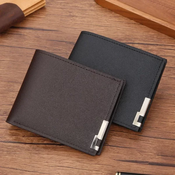 Endaycon Men's Short Wallet Korean Style Iron Edge Young Men's Horizontal Style Multi-Card Slot Wallet Trendyy Card Holder
