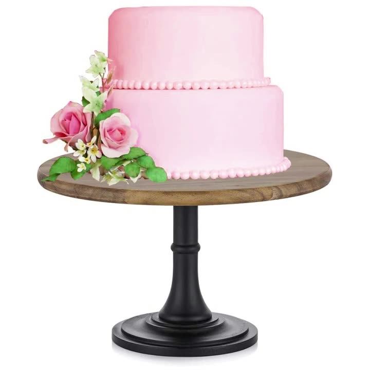 Acacia 2 Or 3 Tier Party Cake Stands Wood Dome Cover With Crystal