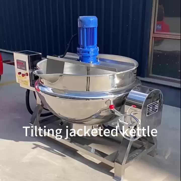 100l500l Stainless Steel Jacketed Kettle With Agitator Electric Heating Mixing Kettle Stainless