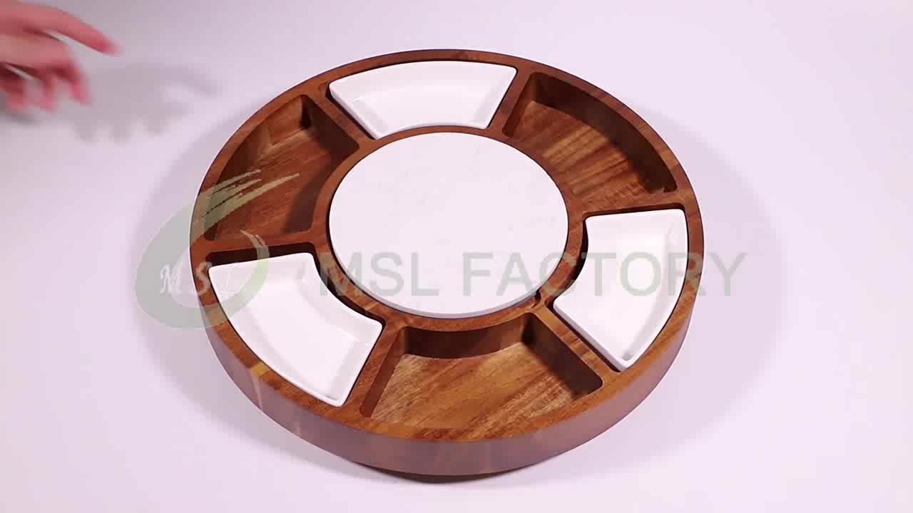 Acacia Wood Charcuterie Platter Serving Meat Cheese Board With Knives