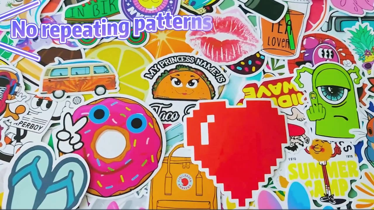 50pcs Cute Pink Girl Heart Stickers For Kids Girl Bottle Laptop