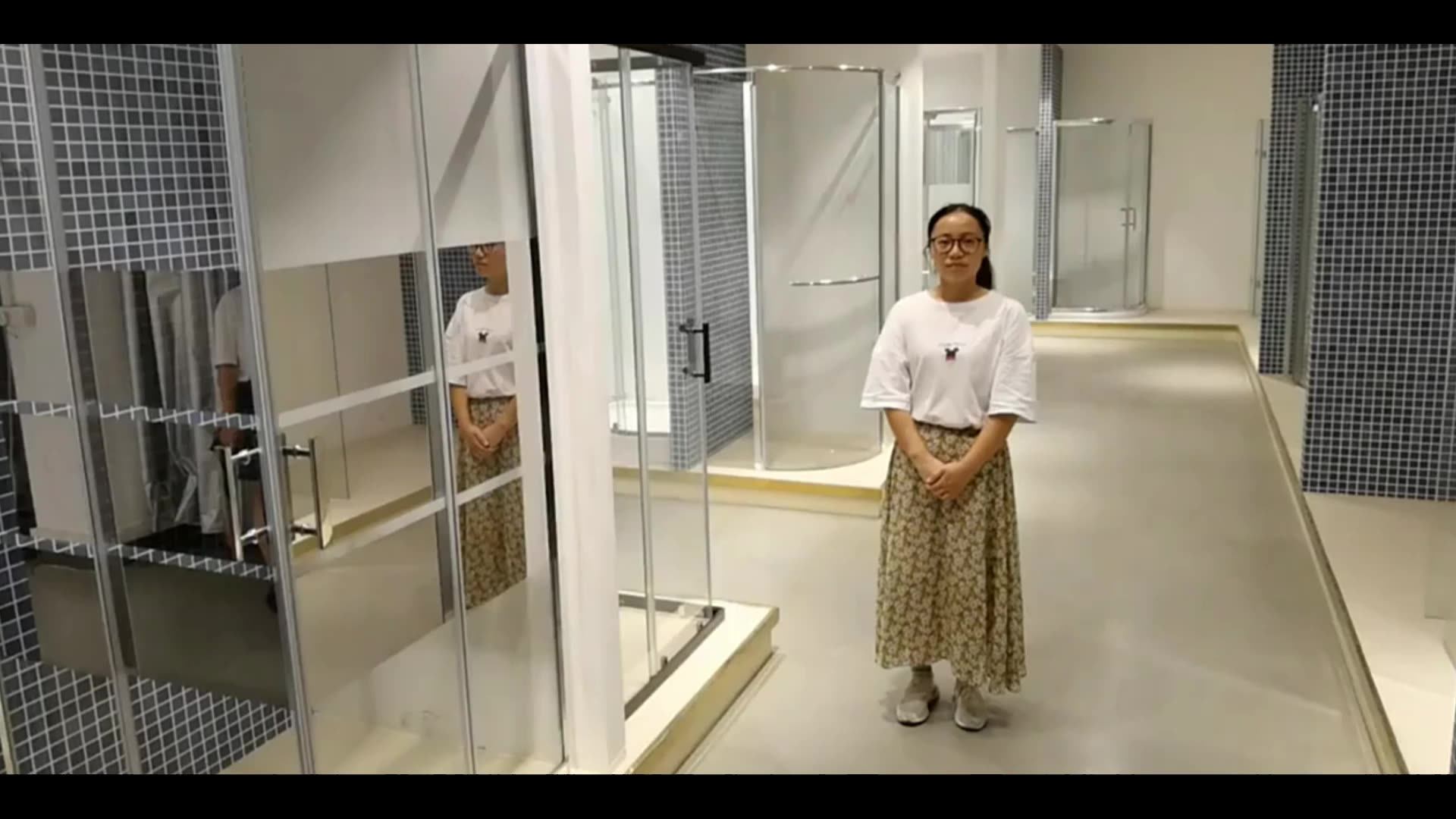 6mm Thick L Shaped Shower Room Enclosure Clear Tempered Glass Sliding ...