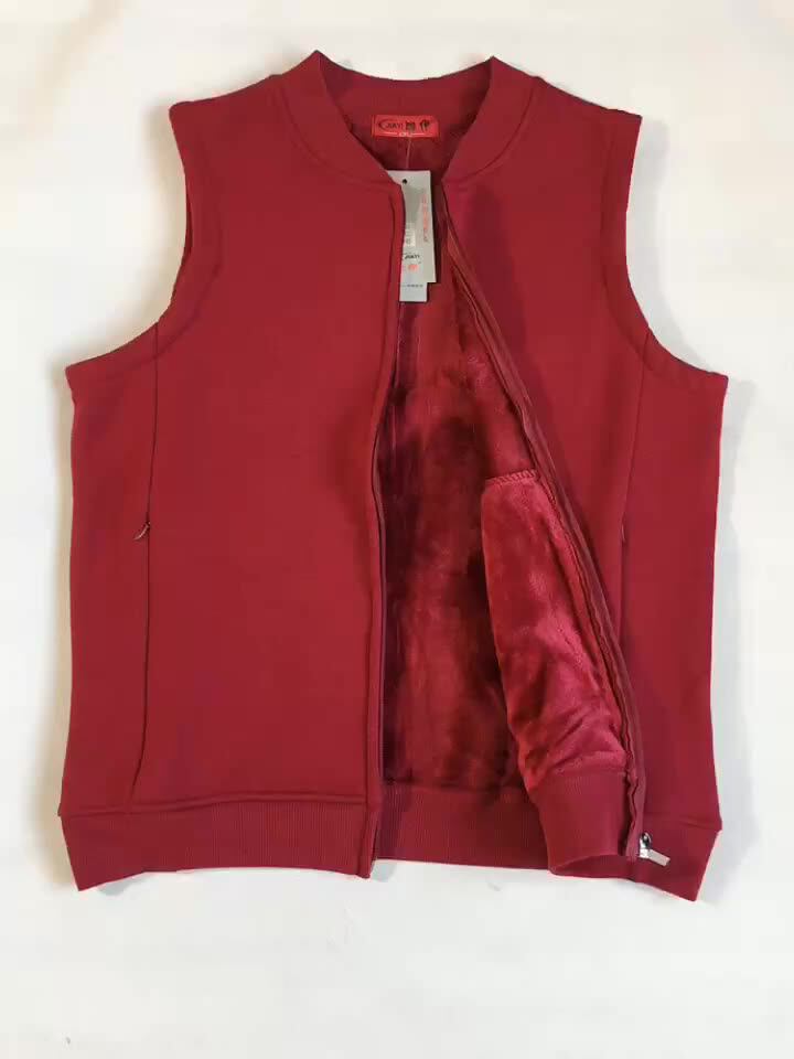 Autumn and winter middle-aged women's cotton vest plus velvet cotton waistcoat warm collarless mother's cotton vest close-fitting elastic cotton