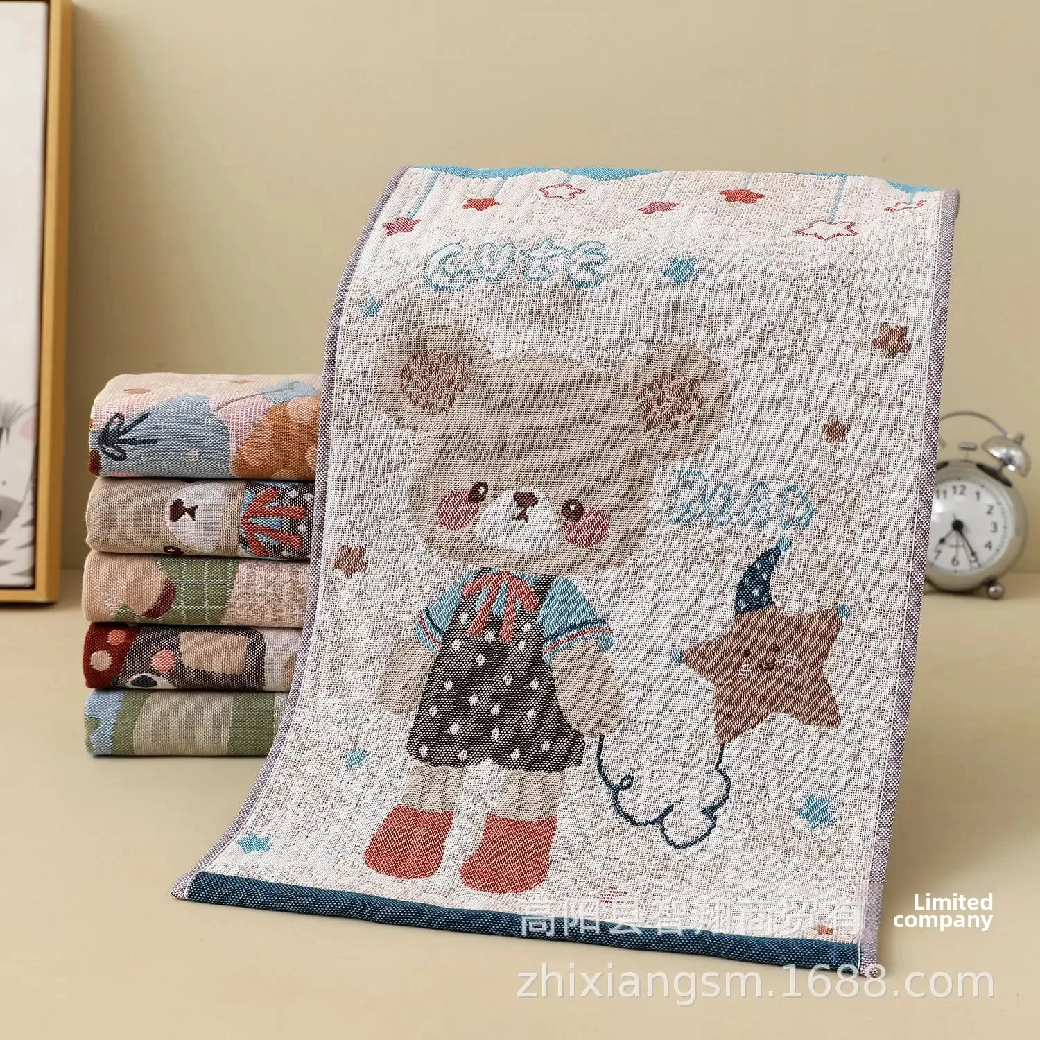 Gaoyang factory wholesale children's 25*50 cotton jacquard children's towel dark cartoon thick soft absorbent towel