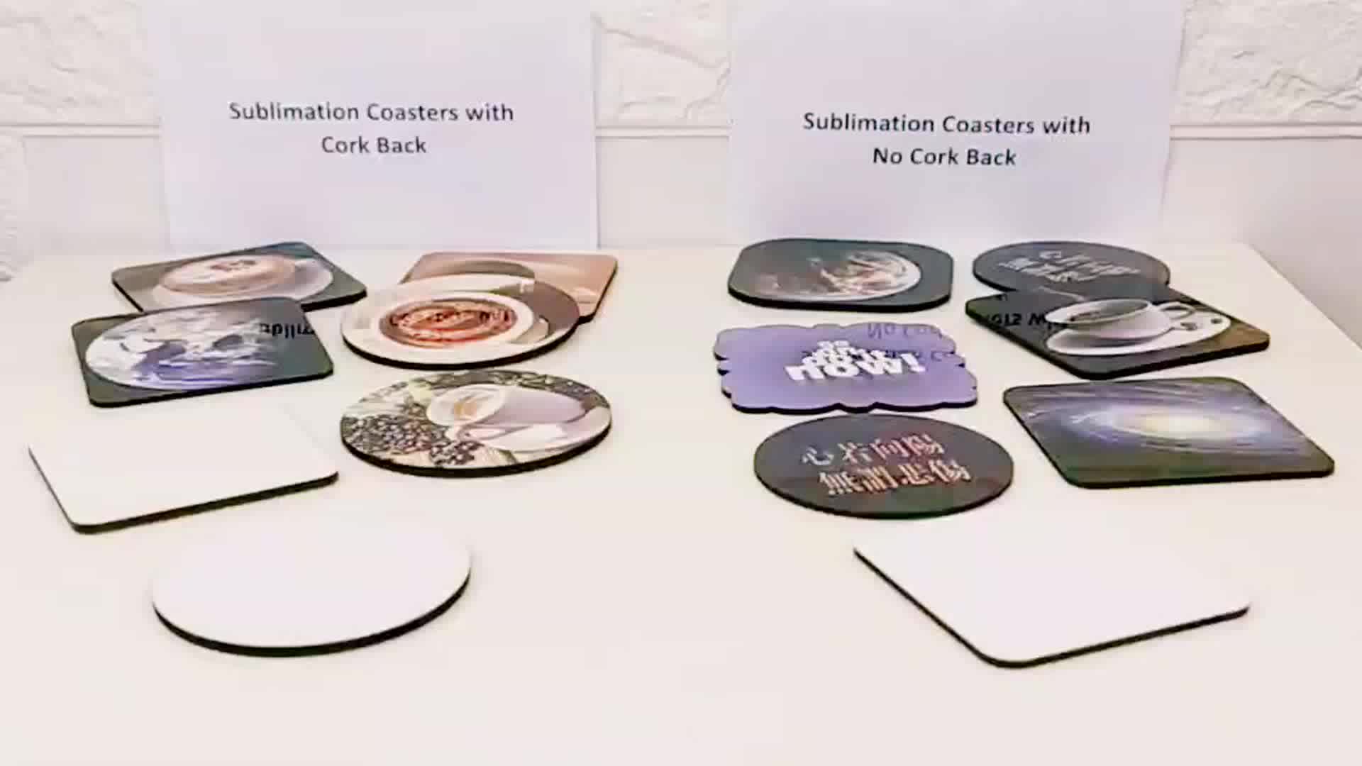 Square Wood Placemat Printing Mdf Sublimation Cork Coasters 3mm