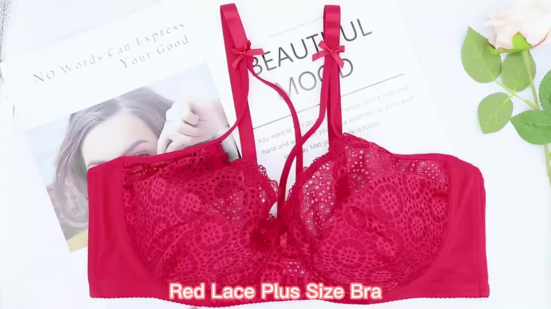 Hot Selling Breathable Printed Big Cup Lace Plus Size Underwear And Bra